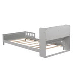 Letto singolo doppio per bambini in legno di pino con testiera a libreria e LED con sensore di movimento