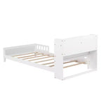 Letto singolo doppio per bambini in legno di pino con testiera a libreria e LED con sensore di movimento