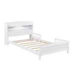 Letto singolo doppio per bambini in legno di pino con testiera a libreria e LED con sensore di movimento