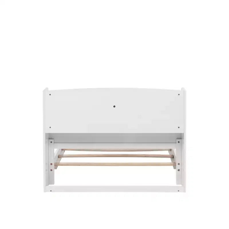 Pine Wood Twin Kids Bed with Bookcase Headboard and Motion Sensor LED