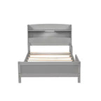 Letto singolo doppio per bambini in legno di pino con testiera a libreria e LED con sensore di movimento