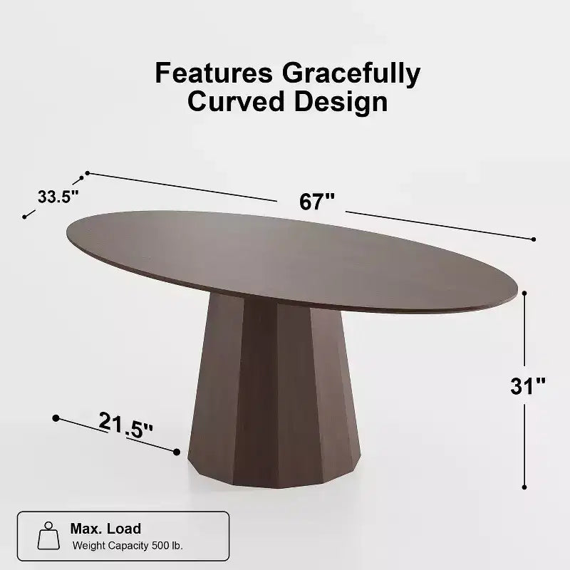 Solid Wood Round Dining Table 67''