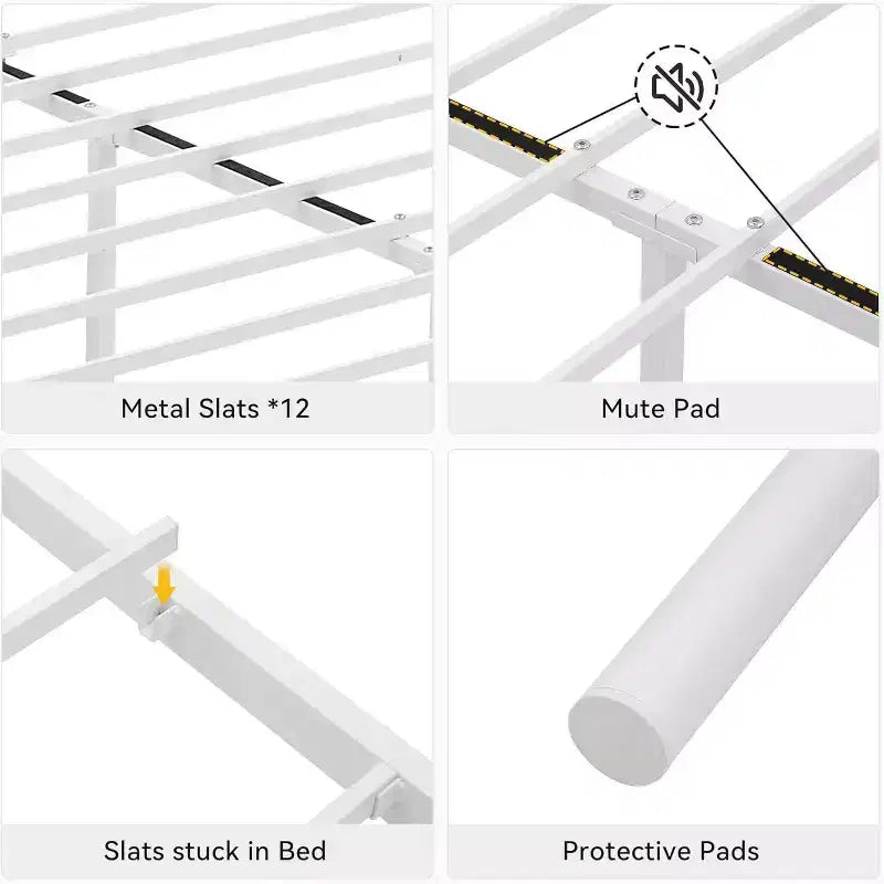Metal Platform Bed Frame with Iron-Art Headboard and Footboard