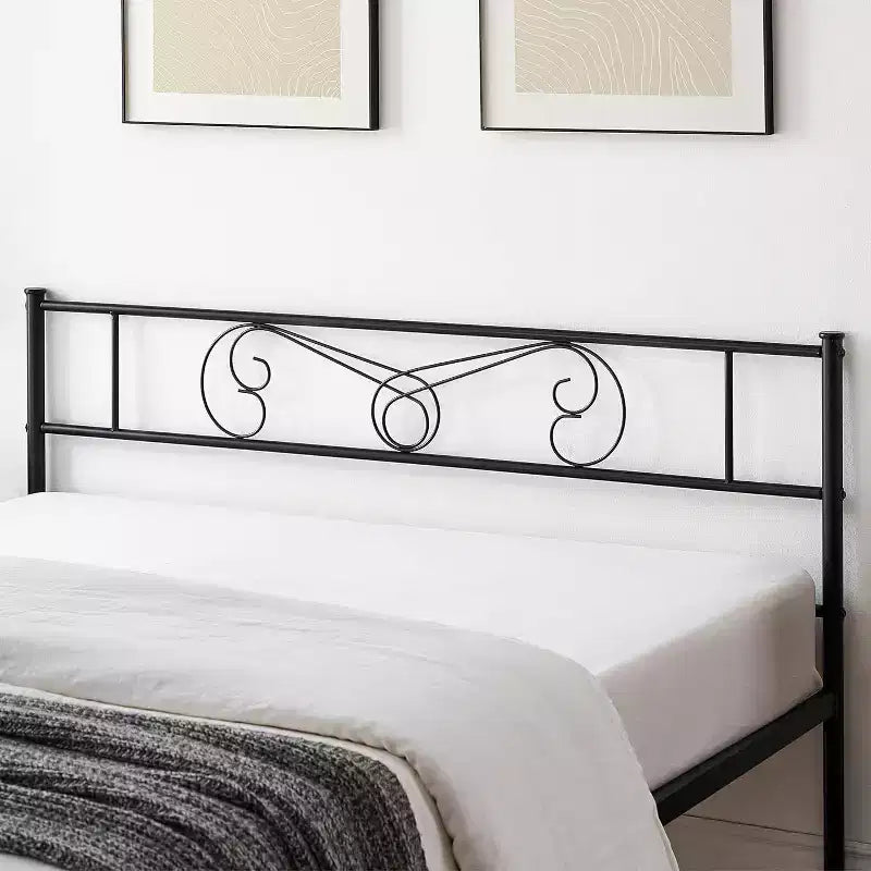 Metal Platform Bed Frame with Iron-Art Headboard and Footboard