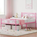 Metal Platform Bed Frame with Iron-Art Headboard and Footboard