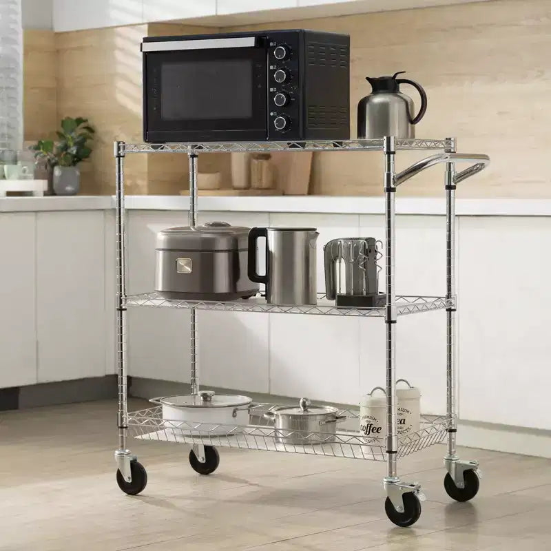 Steel 3-Tier Wire Rolling Utility Cart with 661 lb Capacity