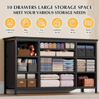 Comò e porta TV con 10 cassetti in MDF e struttura in metallo con presa di corrente 120 x 70 x 39 cm