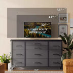Comò e porta TV con 10 cassetti in MDF e struttura in metallo con presa di corrente 120 x 70 x 39 cm