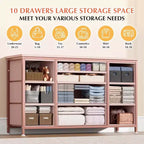 Comò e porta TV con 10 cassetti in MDF e struttura in metallo con presa di corrente 120 x 70 x 39 cm