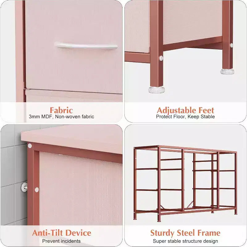 Metal Frame MDF 10-Drawer Dresser and TV Stand with Power Outlet 47.2''x27.6''x15.4''
