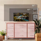 Comò e porta TV con 10 cassetti in MDF e struttura in metallo con presa di corrente 120 x 70 x 39 cm