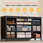 Comò e porta TV con 10 cassetti in MDF e struttura in metallo con presa di corrente 120 x 70 x 39 cm