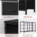 Comò e porta TV con 10 cassetti in MDF e struttura in metallo con presa di corrente 120 x 70 x 39 cm