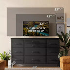 Comò e porta TV con 10 cassetti in MDF e struttura in metallo con presa di corrente 120 x 70 x 39 cm