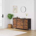 Comò e porta TV con 10 cassetti in MDF e struttura in metallo con presa di corrente 120 x 70 x 39 cm