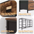 Comò e porta TV con 10 cassetti in MDF e struttura in metallo con presa di corrente 120 x 70 x 39 cm