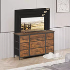Comò e porta TV con 10 cassetti in MDF e struttura in metallo con presa di corrente 120 x 70 x 39 cm