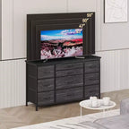 Comò e porta TV con 10 cassetti in MDF e struttura in metallo con presa di corrente 120 x 70 x 39 cm
