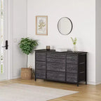 Comò e porta TV con 10 cassetti in MDF e struttura in metallo con presa di corrente 120 x 70 x 39 cm