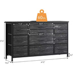 Comò e porta TV con 10 cassetti in MDF e struttura in metallo con presa di corrente 120 x 70 x 39 cm