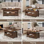 Tavolino da caffè sollevabile in MDF 100x50 cm con altezza regolabile 49-65 cm