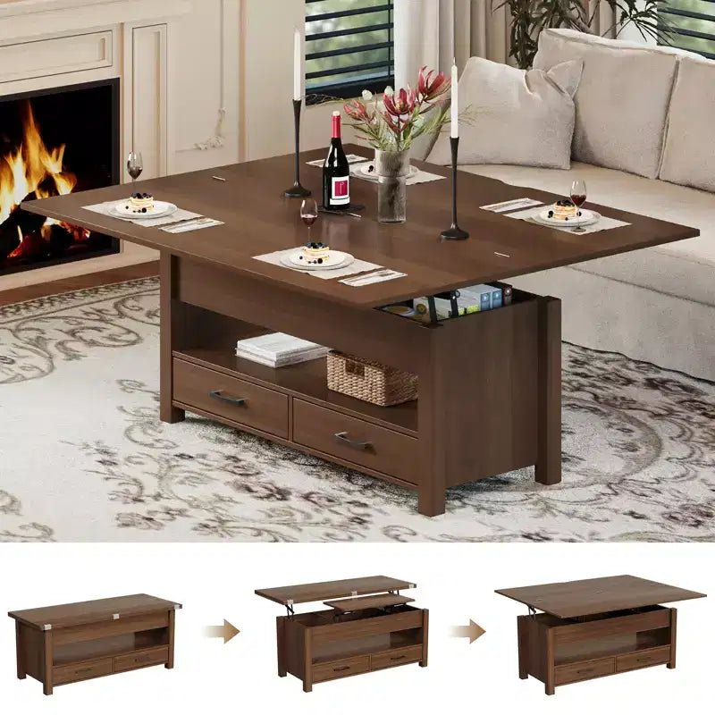 MDF Lift Top Coffee Table 39.4x19.7x19.3-25.5