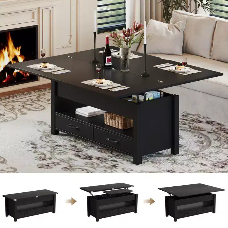 MDF Lift Top Coffee Table 39.4x19.7x19.3-25.5