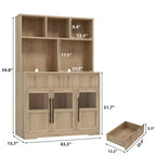 Dispensa da Cucina Alta 150 cm con Ante in Vetro e Cassetti Contenitori