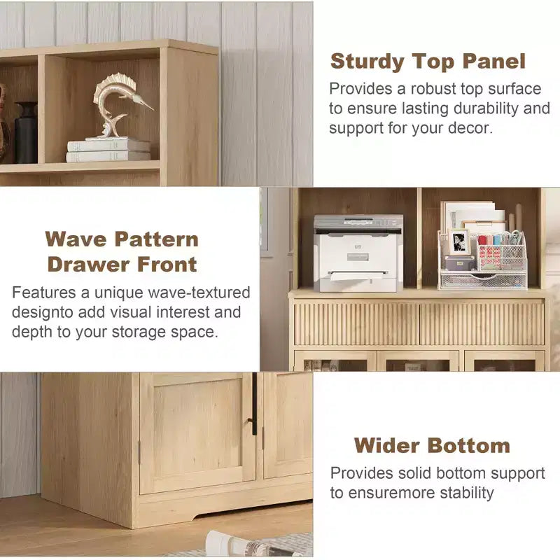 60 in Kitchen Pantry Cabinet, Tall Kitchen Cabinet Pantry Cabinet with Glass Doors, Kitchen Cabinet with Drawers for Living Room, Dining Room