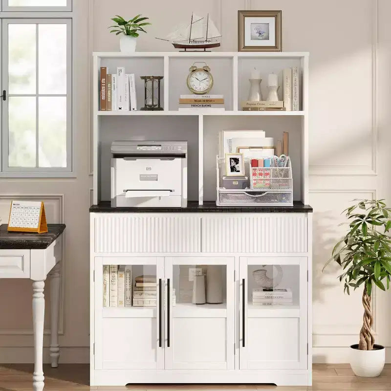 60 in Kitchen Pantry Cabinet, Tall Kitchen Cabinet Pantry Cabinet with Glass Doors, Kitchen Cabinet with Drawers for Living Room, Dining Room