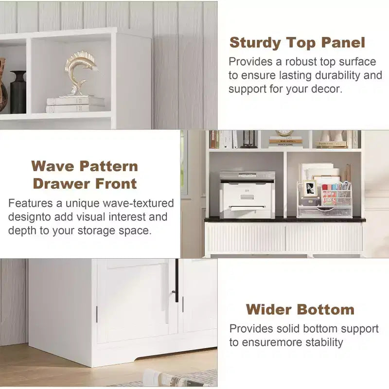 60 in Kitchen Pantry Cabinet, Tall Kitchen Cabinet Pantry Cabinet with Glass Doors, Kitchen Cabinet with Drawers for Living Room, Dining Room