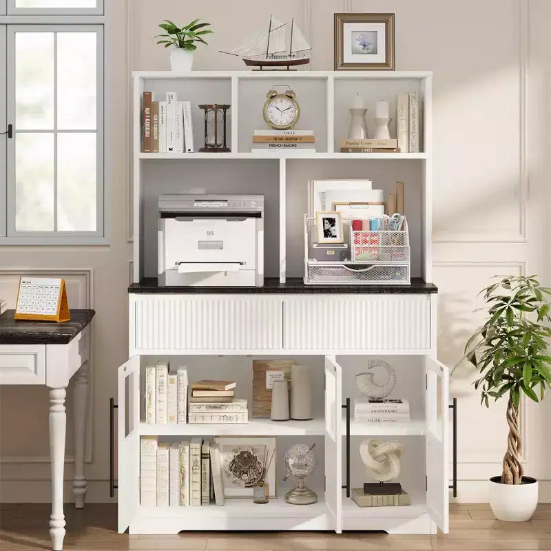 60 in Kitchen Pantry Cabinet, Tall Kitchen Cabinet Pantry Cabinet with Glass Doors, Kitchen Cabinet with Drawers for Living Room, Dining Room