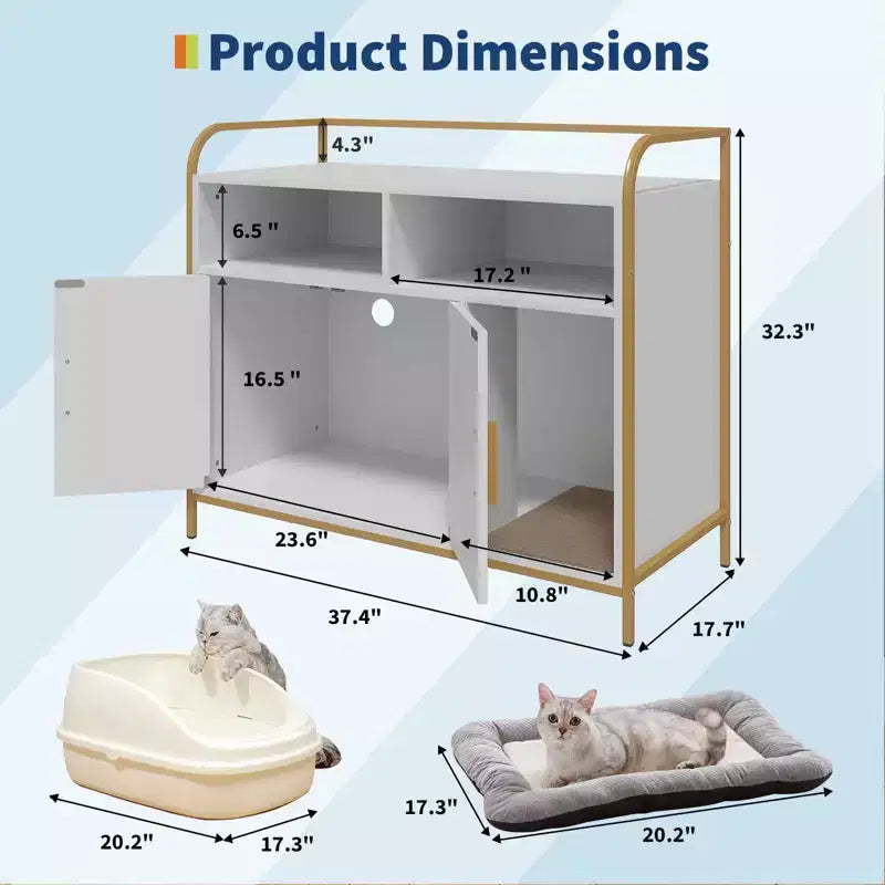 Wooden Cat Litter Box Enclosure 37.4"