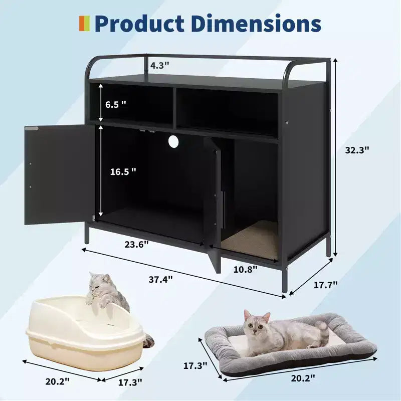 Wooden Cat Litter Box Enclosure 37.4"