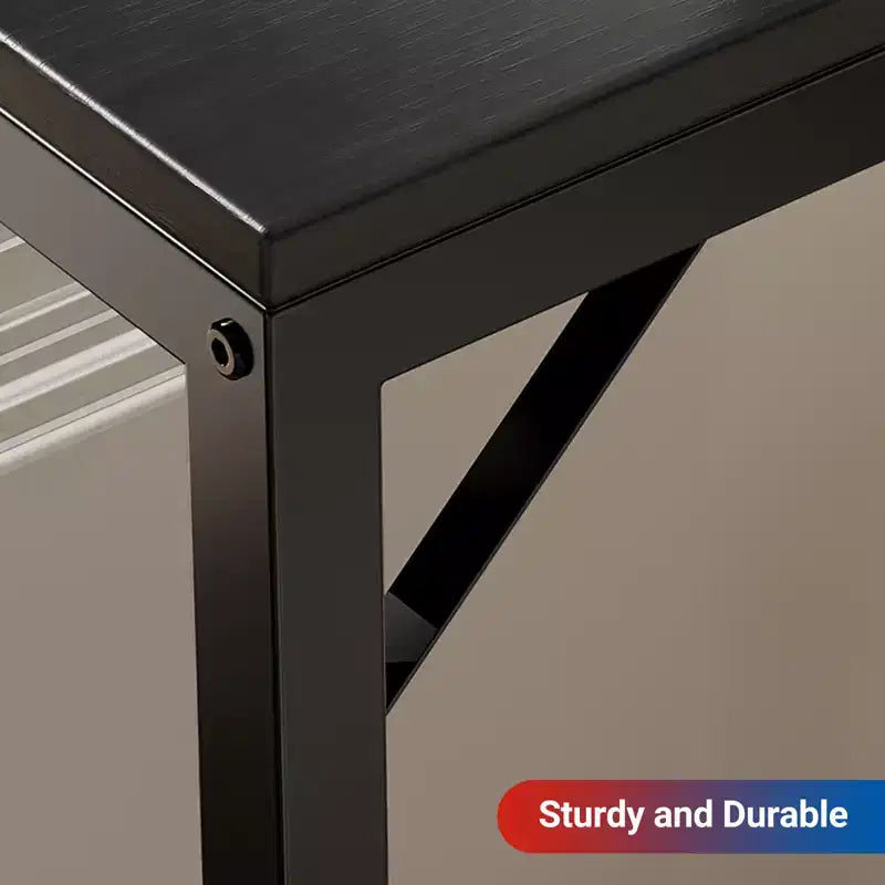 Narrow Black Console Table for Entryway or Sofa Back Slim Metal and Wood Accent Table for Living Room, Bedroom