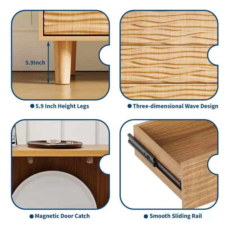 Wood Sideboard Buffet Cabinet 61''