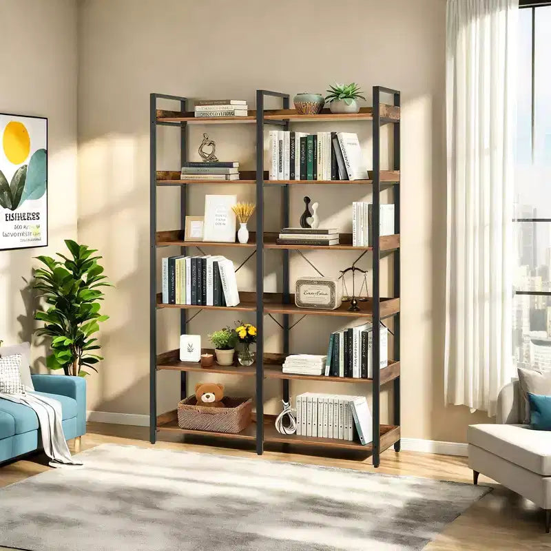 Metal & MDF 6-Tier Bookshelf 67"