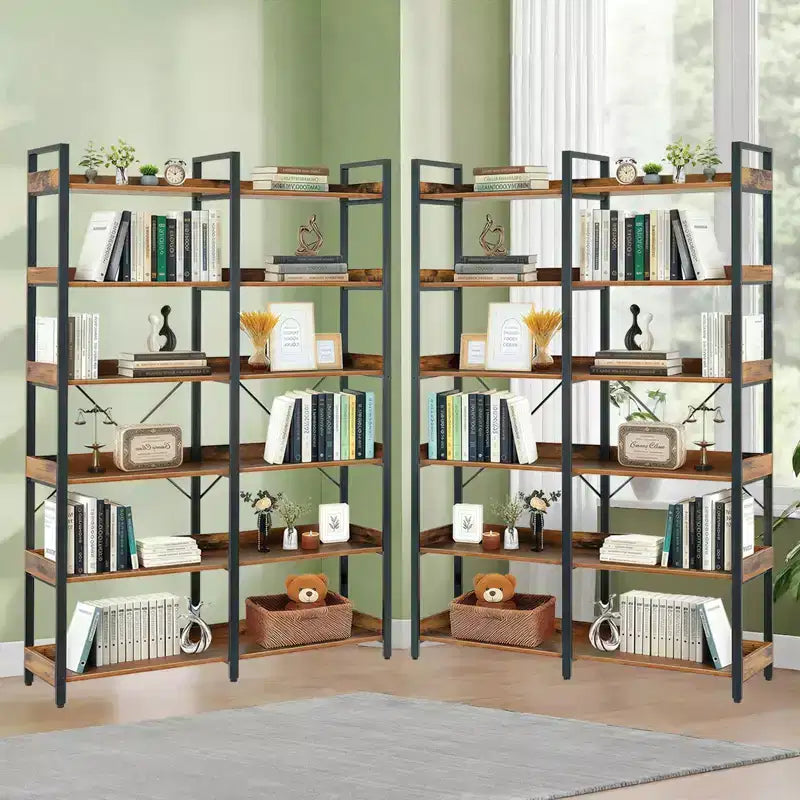 Metal & MDF 6-Tier Bookshelf 67"