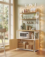 Scaffale da Cucina con Prese Elettriche, Piano di Lavoro da 90 cm e 8 Ganci