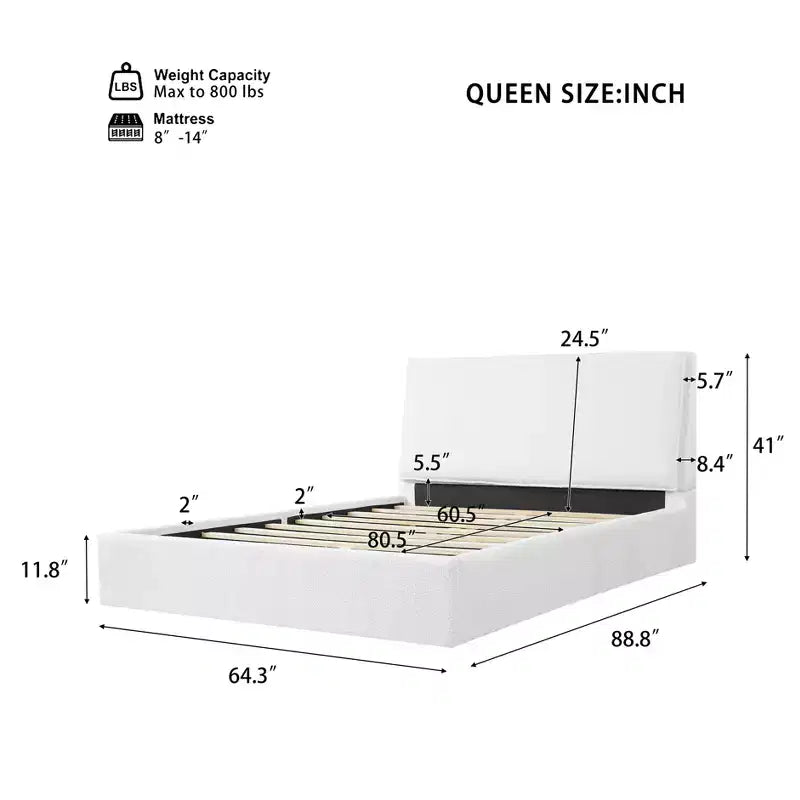 Katha Upholstered Ergonomic Rubber Wood Platform Bed