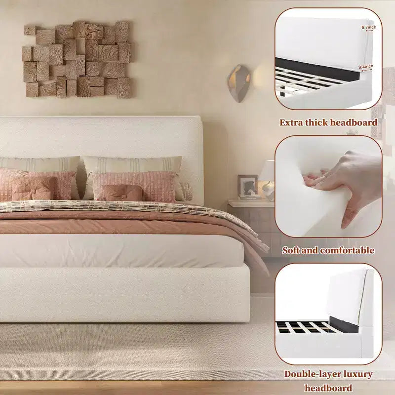 Katha Upholstered Ergonomic Rubber Wood Platform Bed