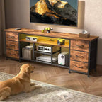 Mobile porta TV e cassettiera da 71" con stazione di ricarica, luci a LED e 6 cassetti in tessuto
