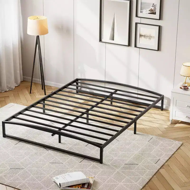 Queen Size Metal Bed Frame,Platform Bed Frame with Arch Design,10 Inch Heavy Duty Strong Support Slats,Sturdy Mattress Foundation