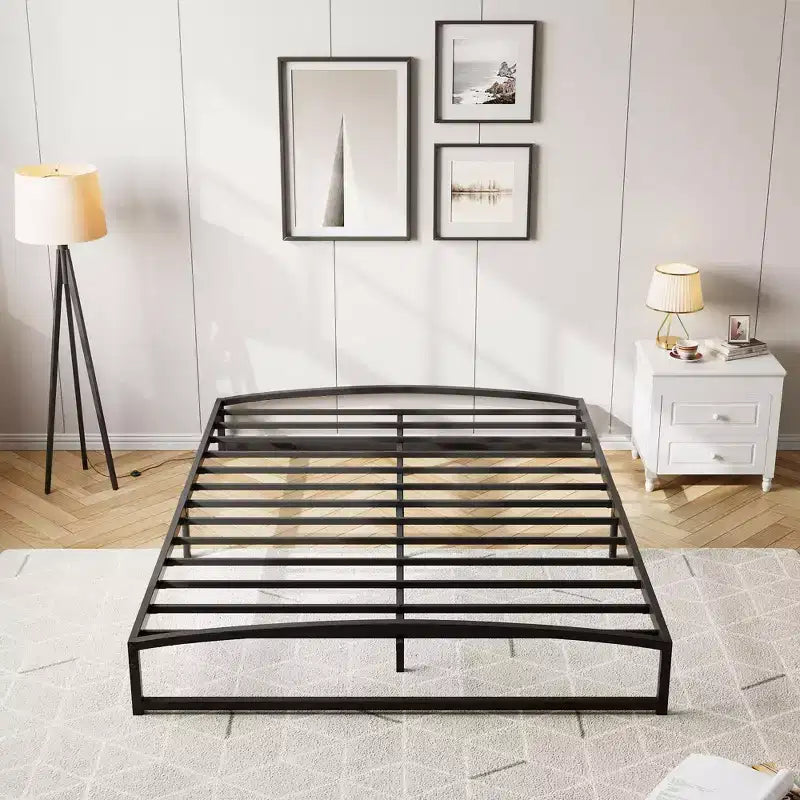 Queen Size Metal Bed Frame,Platform Bed Frame with Arch Design,10 Inch Heavy Duty Strong Support Slats,Sturdy Mattress Foundation