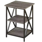 Tavolino a 3 Ripiani in Metallo con Struttura a Croce e Ripiani 40x61.5 cm