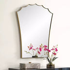 Specchio da trucco a parete con cornice in metallo e finitura in ottone antico 24''x30.5''