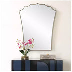 Specchio da trucco a parete con cornice in metallo e finitura in ottone antico 24''x30.5''