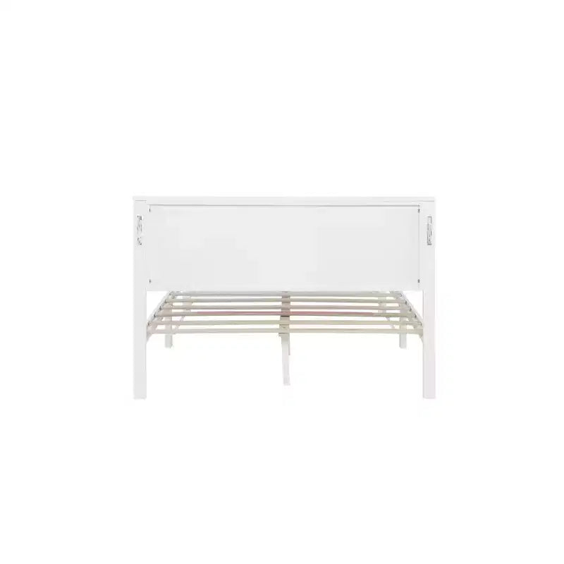 Pine Wood Bed Frame with Headboard Lights and Charging Station