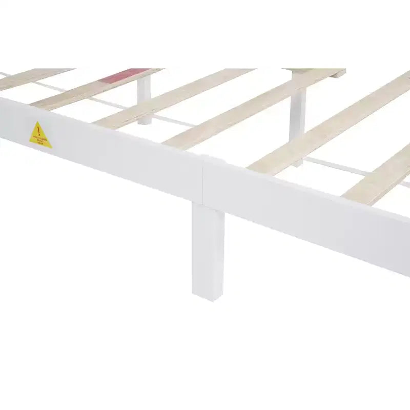 Pine Wood Bed Frame with Headboard Lights and Charging Station