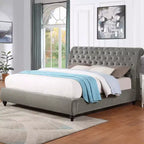 GDFStudio Cerderia Contemporary Queen Size Velvet Upholstered Tufted Sleigh Bed